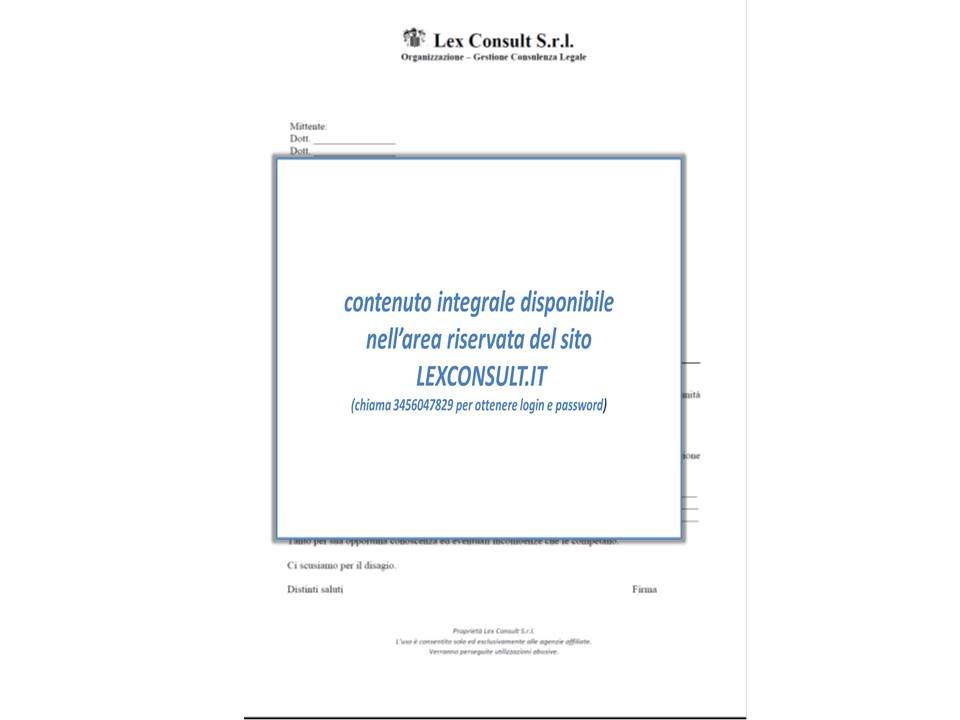 Modulo comunicazione allamministratore dei lavori di ristrutturazione Foglio inizio lavori condominio