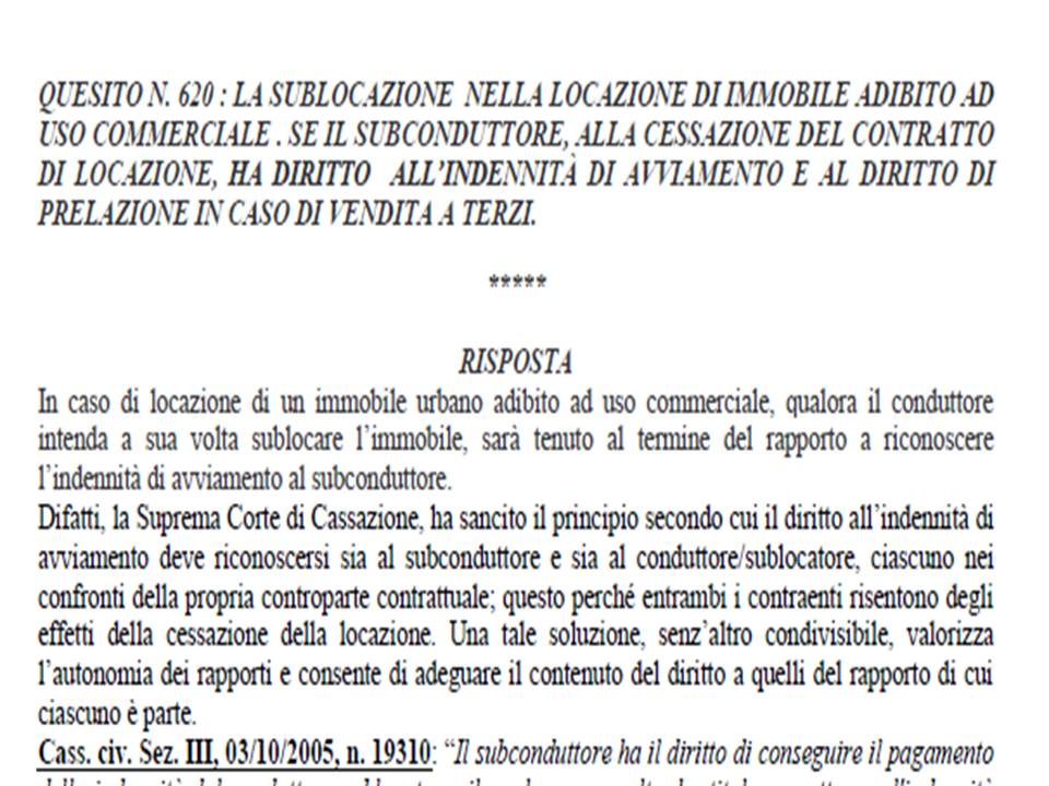 Quesito N 620 La Sublocazione Nella Locazione Di Immobile