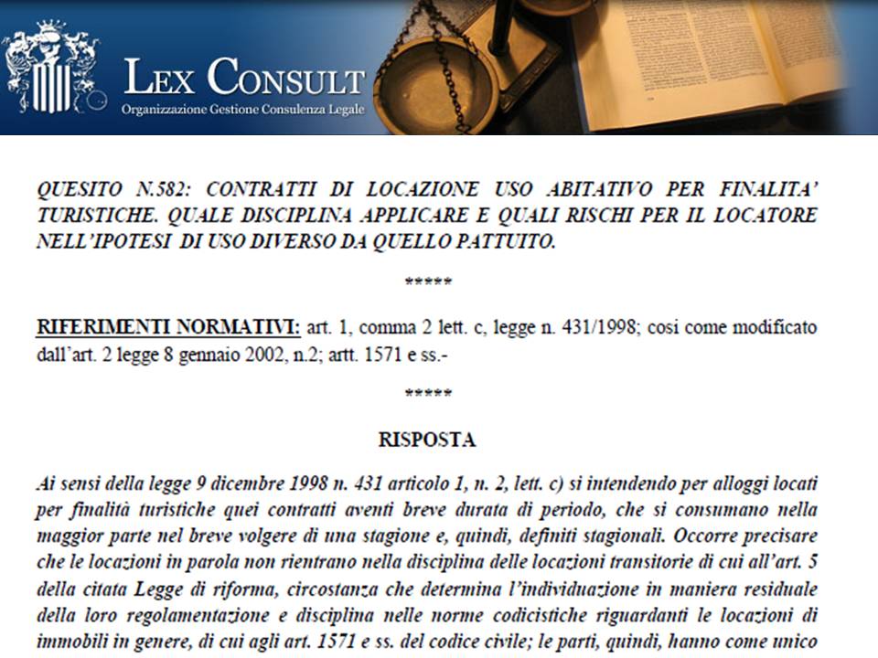 Quesito N582 Contratti Di Locazione Uso Abitativo Per