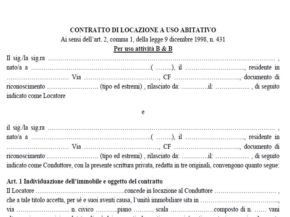 Modulo Contratto Di Locazione Ad Uso Abitativo Per