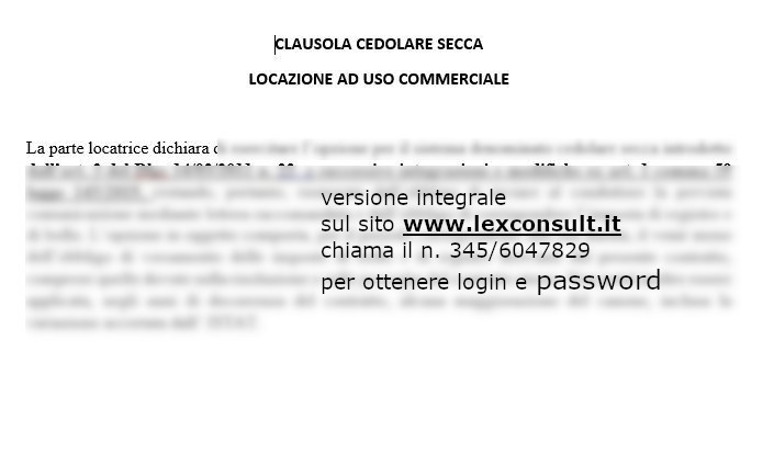 Clausola Opzione Cedolare Secca Locazione Commerciale