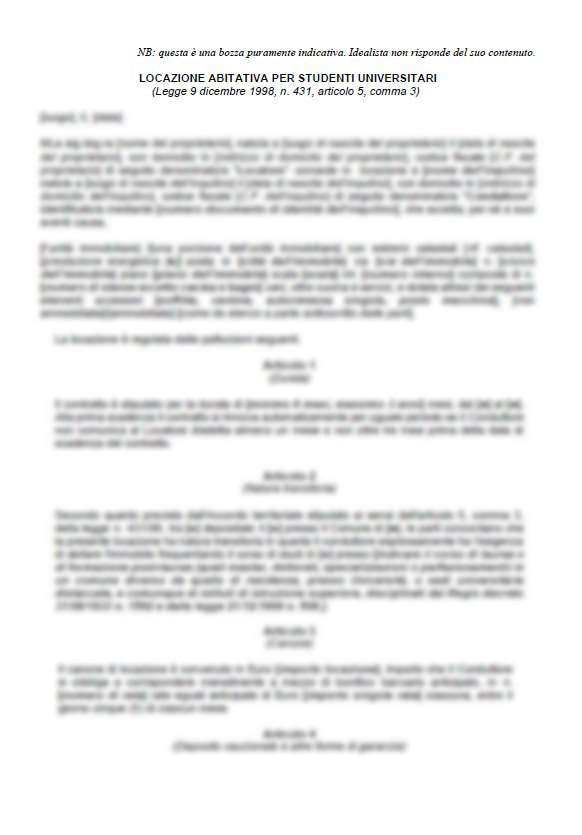 MODULO - Contratto di affitto per studenti - FORMATO PDF